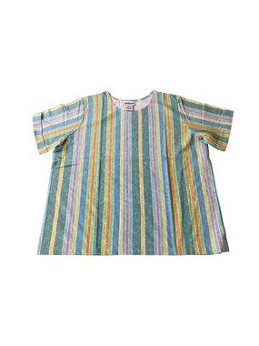 National Womens Multicolor Striped Short-Sleeve Shirt Size 2X